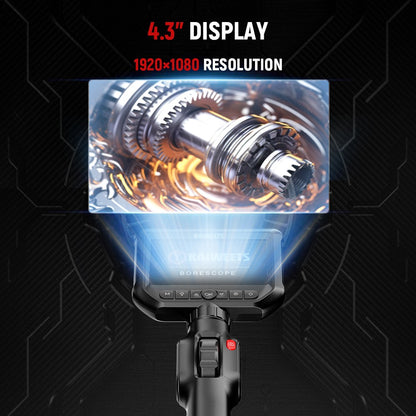 KAIWEETS KBA01 Two-Way Articulating Borescope, 210° Rotatable Camera, 8 LED Lights, 4.3inch Display, 1920*1080P, IP67 Waterproof