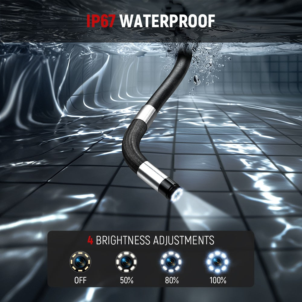 KAIWEETS KBA01 Two-Way Articulating Borescope, 210° Rotatable Camera, 8 LED Lights, 4.3inch Display, 1920*1080P, IP67 Waterproof
