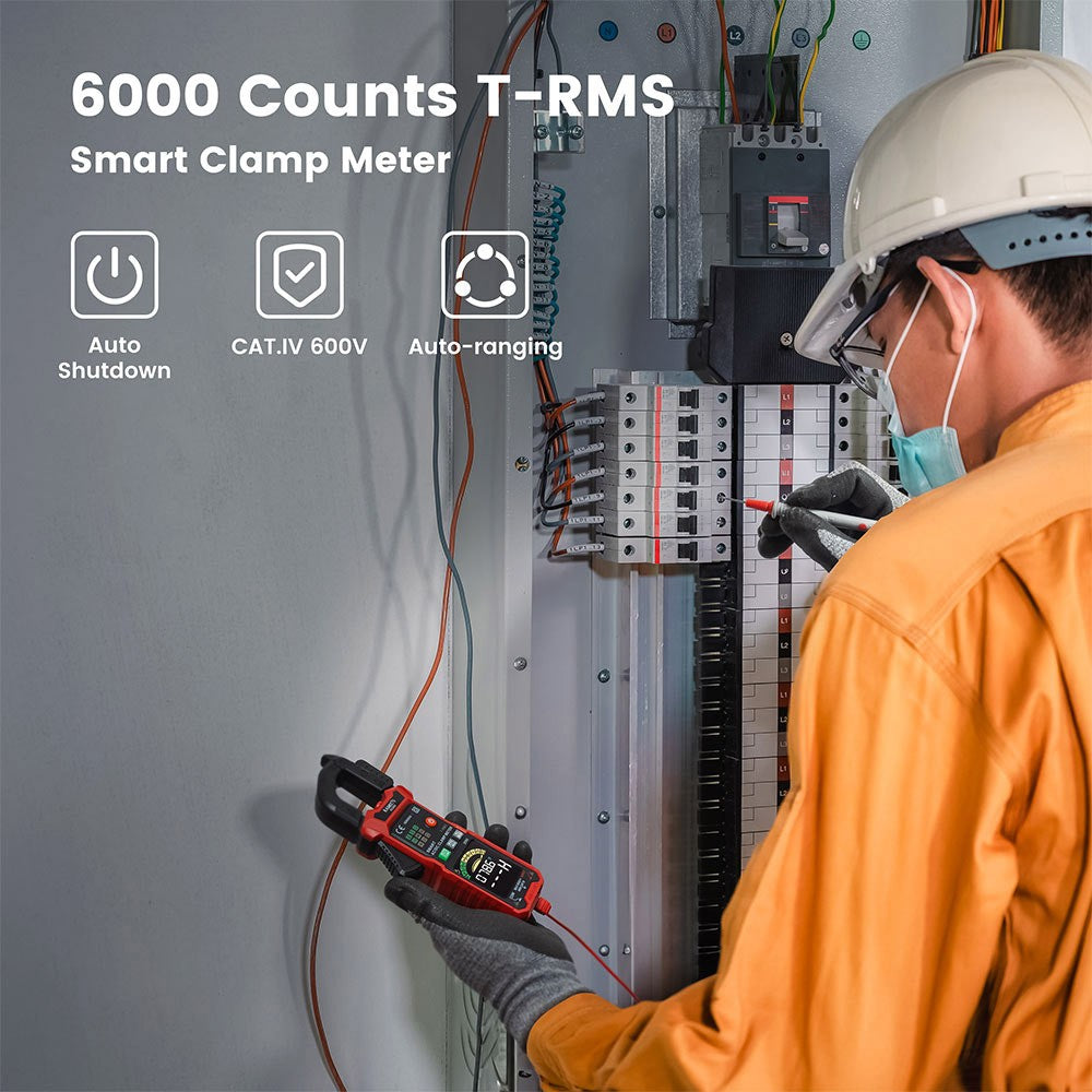 KAIWEETS KC602 Smart Digital Clamp Meter, 6000 Counts True-RMS, Auto Range, AC/DC Current, NCV Detection Function