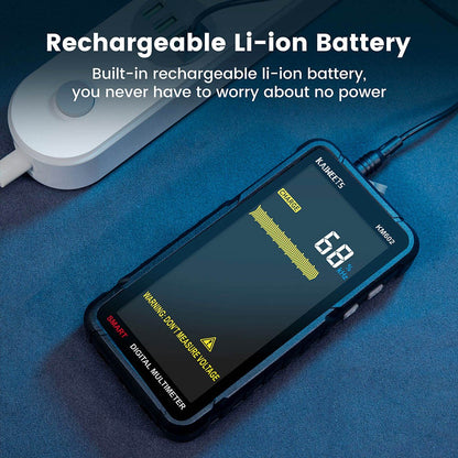KAIWEETS KM602 Digital Multimeter 6000 Counts True-RMS Meter Smart Mode Manual Mode 1200mAh Rechargeable Battery Flashlight Auto-Lock - Black