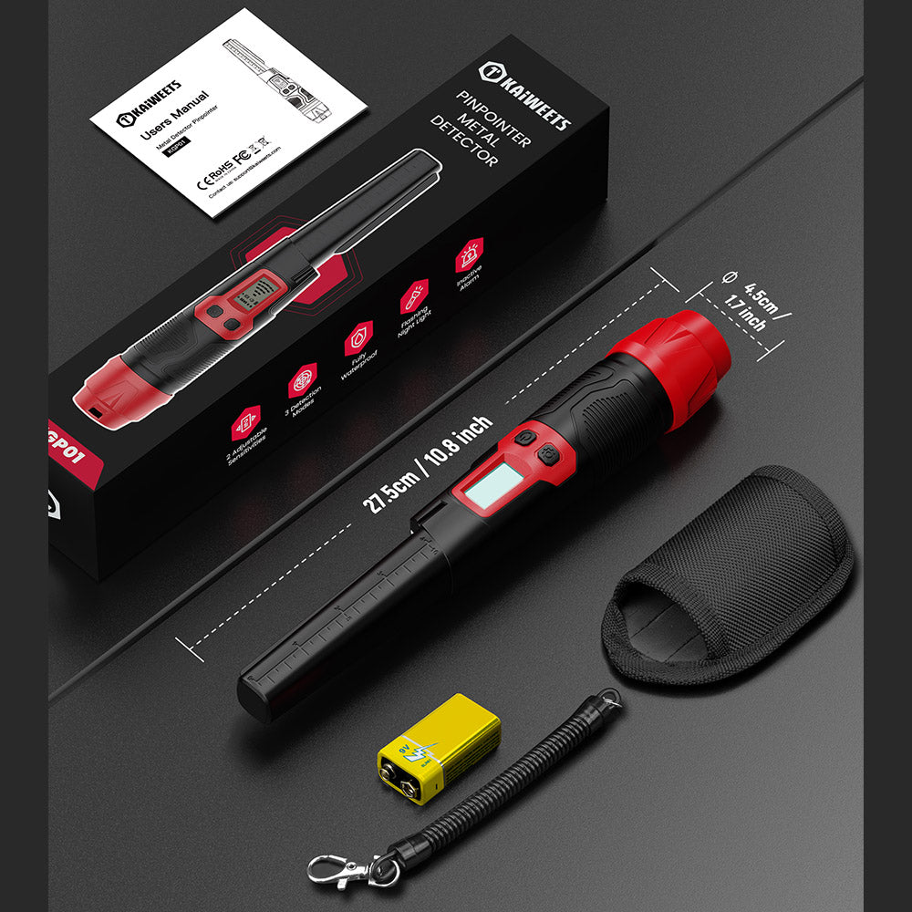 KAIWEETS PREC-POINTER I Metal Detector Pinpointer, 360° Detection, IP68 Waterproof, LCD Screen &amp; Flashlight, 3 Alert Modes
