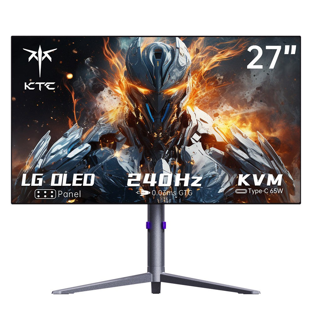 KTC G27P6 27-inch LG OLED Gaming Monitor, 2560x1440 16:9 240Hz Refresh Rate, 1500000:1 Constrast Ratio, 136% sRGB HDR10 0.03ms GTG Response Time, Low Blue FreeSync&amp;G-Sync, 3xUSB3.0 2xHDMI2.0 DP1.4 Type-C, Built-in Speakers KVM 65W Reverse Charge VESA