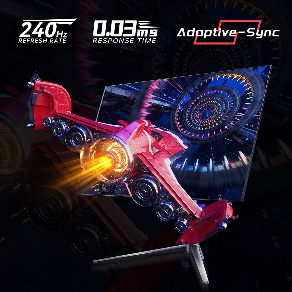 KTC G27P6 27-inch LG OLED Gaming Monitor, 2560x1440 16:9 240Hz Refresh Rate, 1500000:1 Constrast Ratio, 136% sRGB HDR10 0.03ms GTG Response Time, Low Blue FreeSync&amp;G-Sync, 3xUSB3.0 2xHDMI2.0 DP1.4 Type-C, Built-in Speakers KVM 65W Reverse Charge VESA