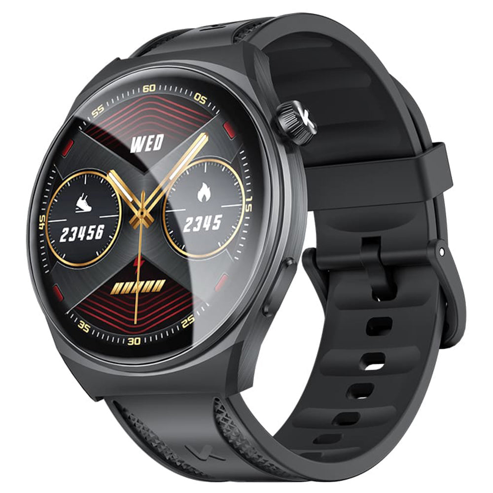 KUMI GW6 Smartwatch, 1.43-inch AMOLED HD Screen, Al Voice Function, Sleep Heart Rate Monitoring, Bluetooth Calling - Black