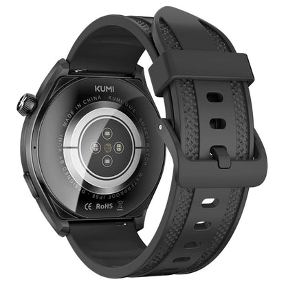 KUMI GW6 Smartwatch, 1.43-inch AMOLED HD Screen, Al Voice Function, Sleep Heart Rate Monitoring, Bluetooth Calling - Black