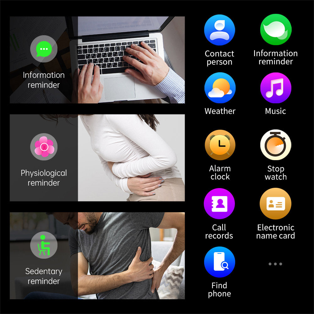 KUMI KU7 Smartwatch, 1.96'' AMOLED Screen, Bluetooth Calling, Health Monitoring, Stock Market Information, 100 Sports Modes - Black