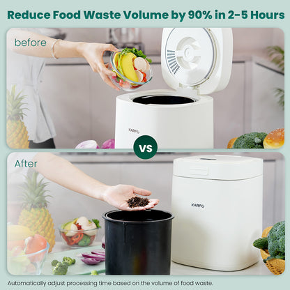 Karfo UF006-EC Electric Waste Kitchen Composter, 2.5L Capacity, Odorless/Auto-Cleaning/ 3 Modes/Low Noise, Turn Food Waste into Fertilizer for Indoor Plants, Outdoor Garden, White
