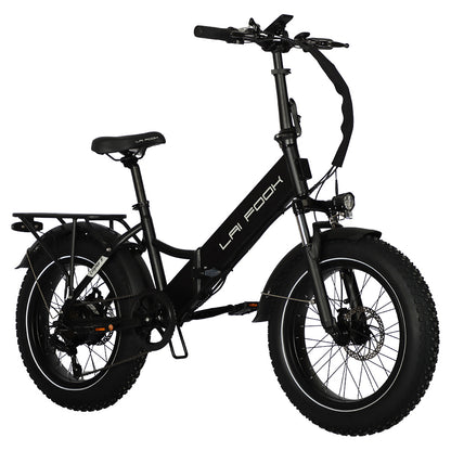 LAIFOOK Cityfun S Electric Bike, 250W Brushless Motor, 48V 14Ah Battery, 20 x 4.0 Inch Fat Tires, 25km/h Max Speed, 70km Range, Mechanical Disc Brake, Shimano 7 Speed, LCD Display - Black