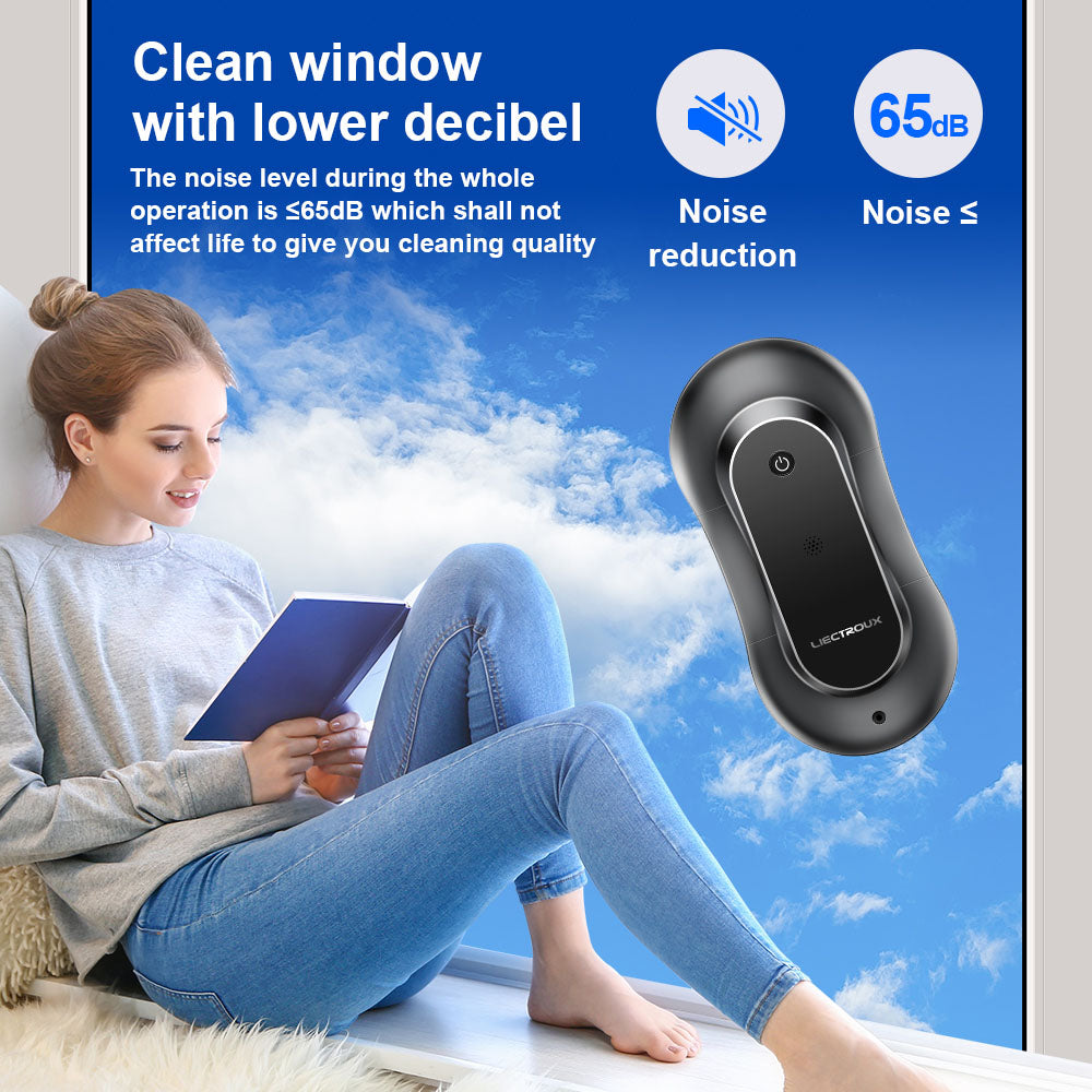 LIECTROUX YW810 Robot Window Cleaner, 2-Way Water Spray, Dry &amp; Wet Mopping, AI Route, Brushless Motor &amp; Fan, APP &amp; Remote Control, Multiple Security Protection Ways, Black