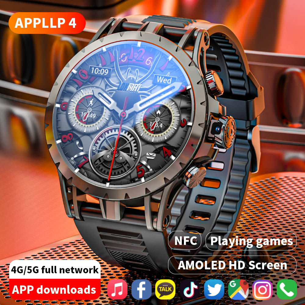 LOKMAT APPLLP 4 Smartwatch, 1.508-inch AMOLED Screen, Support 4G/5G SIM Card, Heart Rate Blood Oxygen Monitoring, NFC Function, GPS Positioning