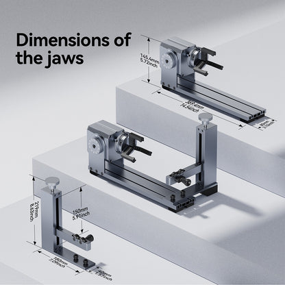 LONGER Laser Rotary Chuck for Nano/ Nano Pro, with 3 Sets of Jaws, 180° Rotation Adjustment
