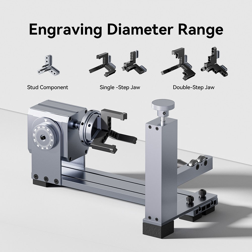 LONGER Laser Rotary Chuck for Nano/ Nano Pro, with 3 Sets of Jaws, 180° Rotation Adjustment