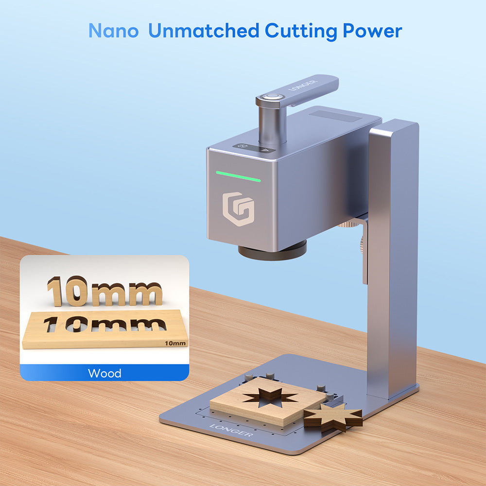 LONGER Nano Pro 12W Smart Laser Engraver, Two Diode Lasers with FAC, 5000mm/s Ultra-Fast Speed, 0.02mm Precision with Field Lens, LightBurn &amp; LaserGRBL, LaserBurn APP Operation, 10mm Wood Cutting, 100*100mm