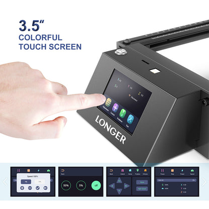 LONGER RAY5 5W Laser Engraver, 32-Bit Chipset, WIFI Connection, 3.5" Touch Screen &amp; Offline Carving, 0.08x0.08mm Spot, 10000mm/min Max Speed, 400mmx400mm