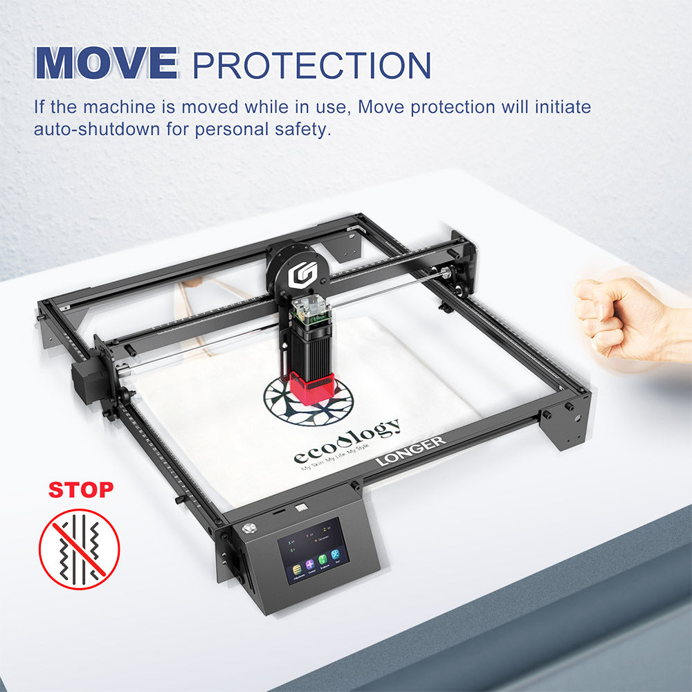 LONGER RAY5 5W Laser Engraver, 32-Bit Chipset, WIFI Connection, 3.5" Touch Screen &amp; Offline Carving, 0.08x0.08mm Spot, 10000mm/min Max Speed, 400mmx400mm