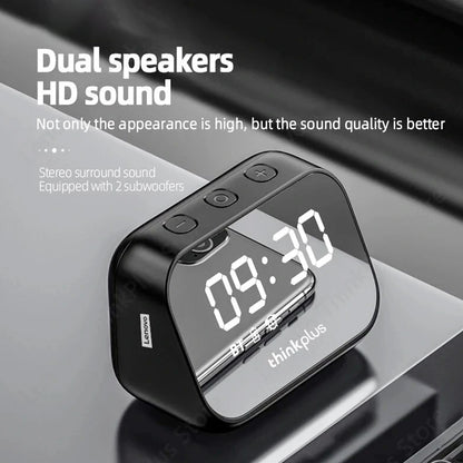 Lenovo TS13 Desktop Speaker Alarm Clock Wireless Bluetooth Stereo Speaker 1500mAh Battery Mirror Digital Display - White