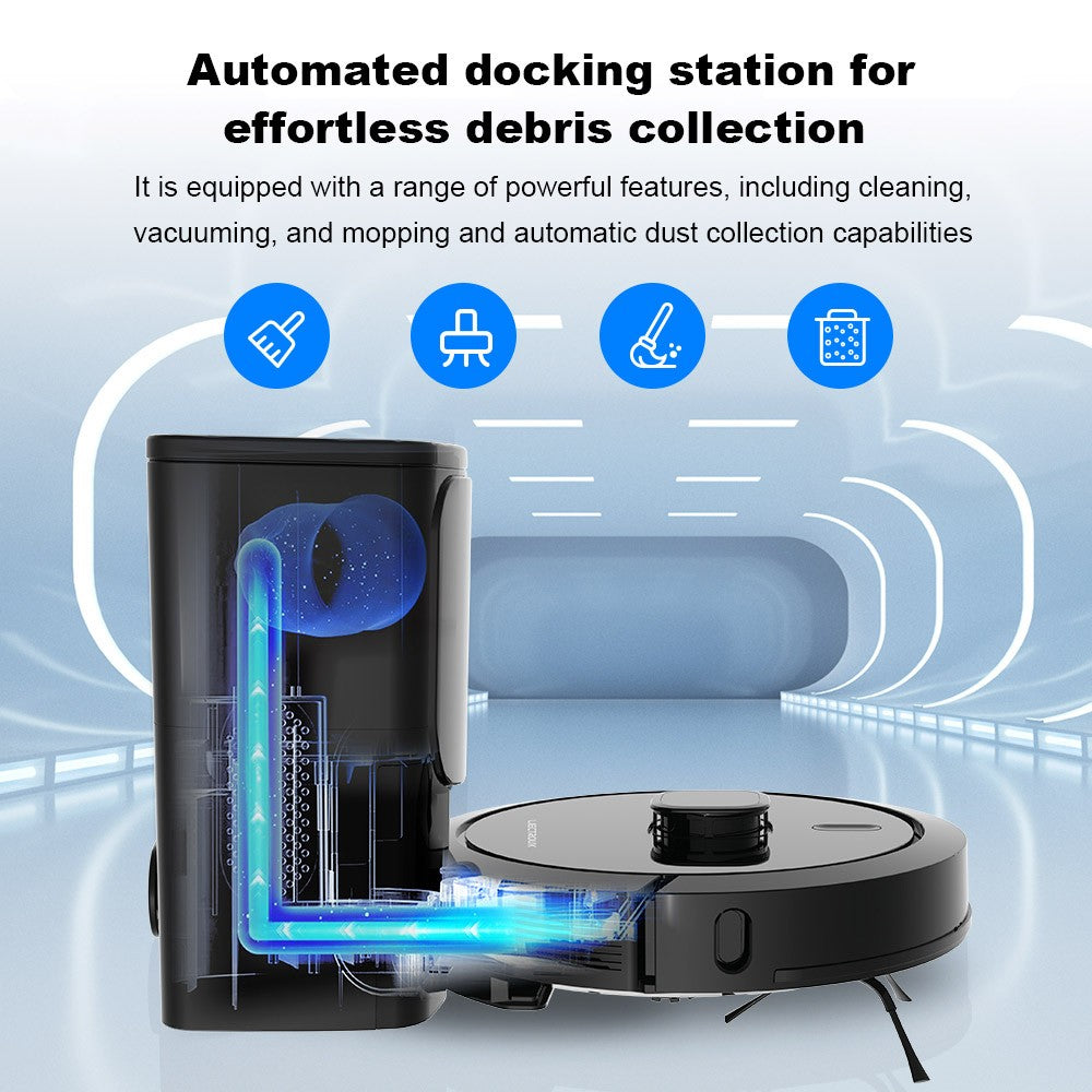 Liectroux G7 Robot Vacuum Cleaner, 6500Pa Suction, Laser Navigation, 5200mAh Battery, Run 180mins - Black, EU Plug