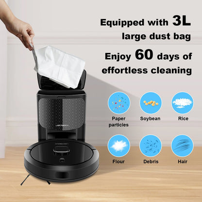 Liectroux G7 Robot Vacuum Cleaner, 6500Pa Suction, Laser Navigation, 5200mAh Battery, Run 180mins - Black, EU Plug