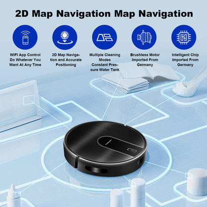 Liectroux N7S-U Robot Vacuum Cleaner and Wet Mop Combo, Smart Mapping, WiFi App, 6000Pa Suction, 120min Runtime, 400ml Dustbin &amp; 250ml Water Tank, WiFi App, Works With Alexa and Google Assistant, for Pet Hair, Carpet, Hard Floor
