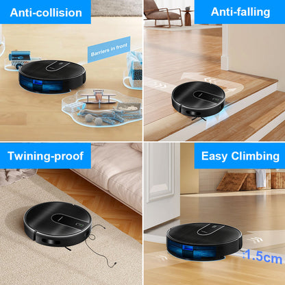 Liectroux N7S-U Robot Vacuum Cleaner and Wet Mop Combo, Smart Mapping, WiFi App, 6000Pa Suction, 120min Runtime, 400ml Dustbin &amp; 250ml Water Tank, WiFi App, Works With Alexa and Google Assistant, for Pet Hair, Carpet, Hard Floor