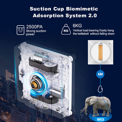 Liectroux YW710 Window Cleaning Robot, Double Water Spray, 2500Pa Suction, Low Noise, 360° Guide Wheel, Remote and App Control, White