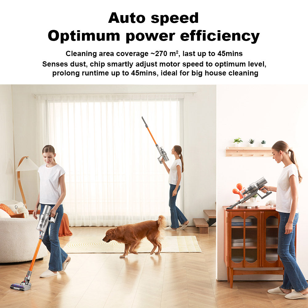 Liectroux i10 Cordless Stick Vacuum Cleaner, Smart Dust Sensing, 250W BLDC, 27kPa Suction, Colorful Touch Screen, LED Front Light, 45mins Runtime, for Carpet, Floor, Car &amp; Pet Hair