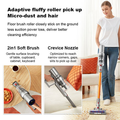 Liectroux i10 Cordless Stick Vacuum Cleaner, Smart Dust Sensing, 250W BLDC, 27kPa Suction, Colorful Touch Screen, LED Front Light, 45mins Runtime, for Carpet, Floor, Car &amp; Pet Hair