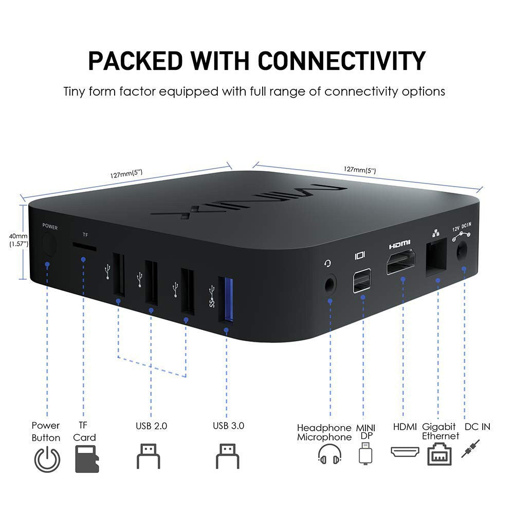 MINIX Z83 MAX Mini PC Intel X5-Z8350 64-bit, 4GB DDR3 128GB eMMC, Windows 10 Pro, 5G WiFi, 4K Output