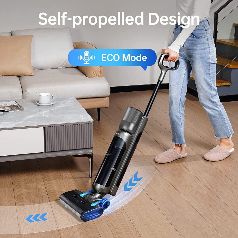 Maircle F1 Cordless Wet Dry Vacuum Cleaner, 16kPa Suction,  35min Runtime, LED Display, Self-propelled and Self-Cleaning, Voice Prompts, for Hardwood Floor and Sticky Messes