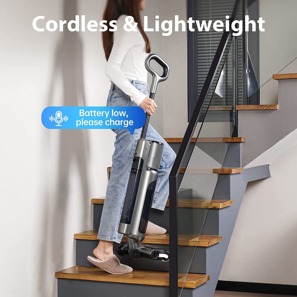 Maircle F1 Cordless Wet Dry Vacuum Cleaner, 16kPa Suction,  35min Runtime, LED Display, Self-propelled and Self-Cleaning, Voice Prompts, for Hardwood Floor and Sticky Messes