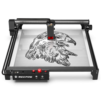 Mecpow X5 22W Laser Engraver Cutter, Auto Air Assist Kit, 0.08x0.1mm Laser Spot, 28000mm/min Engraving Speed, Safety Lock, Emergency Stop, Flame Detection, Offline Engraving, 600x600mm