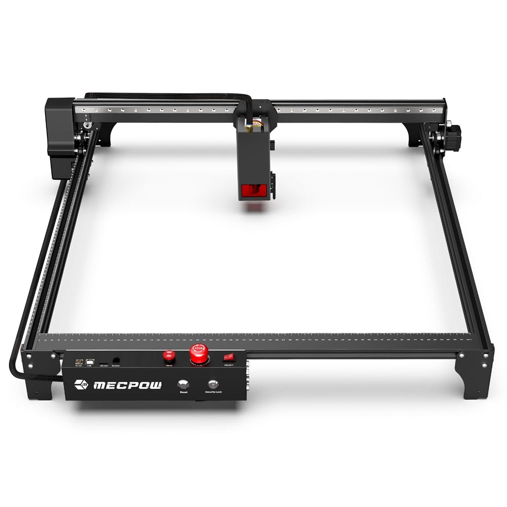 Mecpow X5 22W Laser Engraver Cutter, Auto Air Assist Kit, 0.08x0.1mm Laser Spot, 28000mm/min Engraving Speed, Safety Lock, Emergency Stop, Flame Detection, Offline Engraving, 600x600mm