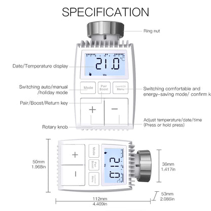 MoesHouse TV01 Tuya ZigBee3.0 Radiator Actuator Valve, Smart Thermostat Temperature Controller, TRV External Sensor