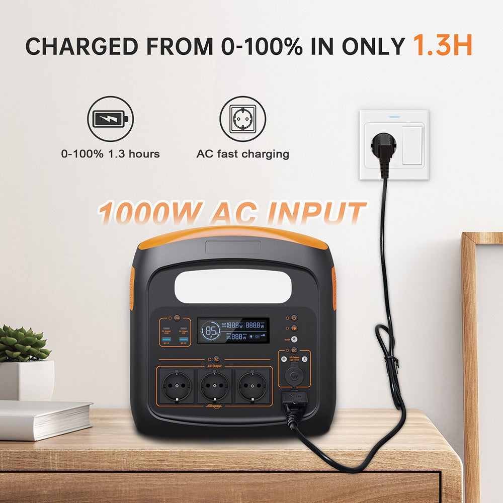 NECESPOW N1200 Portable Power Station, 1100.25Wh LiFePO4 Battery, 3*1200W AC Outlets (2400W Peak), 50Hz Pure Sine Wave Solar Generator for Outdoor Camping, Home Backup and Emergency Use