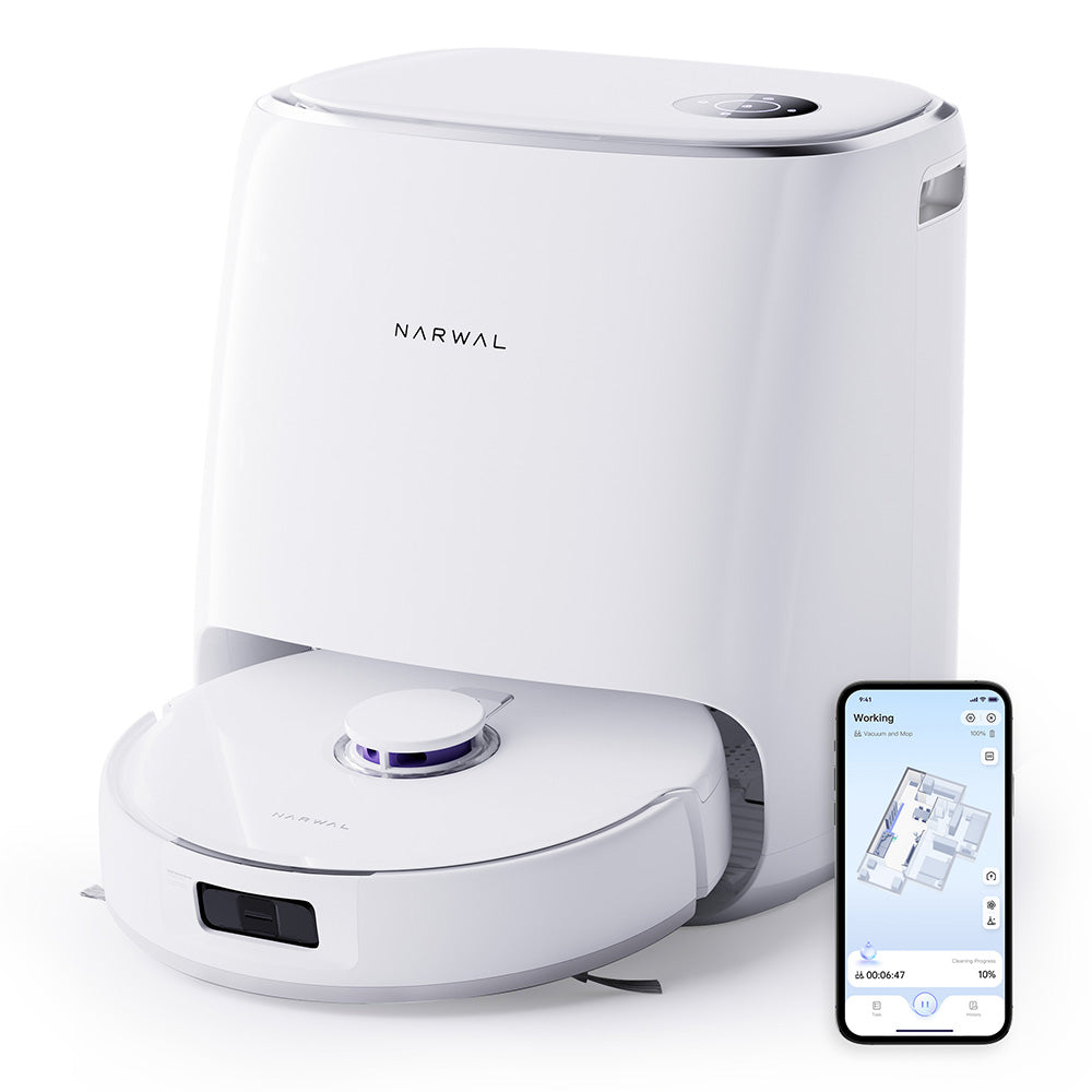 Narwal Freo X Ultra Robotic Vacuum and Mop with Auto Washing and Self-Empty, Strong 8200Pa Suction Power, Zero-Tangling Floating Brush, Automated Mop Lifting To 12mm, All-in-One Base Station