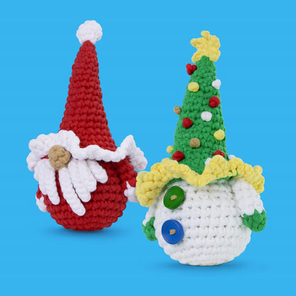 NestledCrafts Christmas Crochet Kit for Beginners, Amigurumi Knitting Kit, with Step-by-Step Video Tutorials - SantySnow
