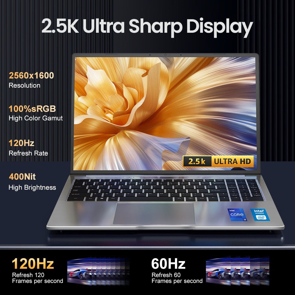 Ninkear N16 Pro Laptop, 16 inch 2560*1600 IPS Screen, Intel Core i9-12900HK 14 Cores Max 5.0GHz, 32GB RAM 1TB SSD, 120Hz Refresh Rate, WiFi 6, 5000mAh, Backlit Keyboard, 1*Full-featured Type-C, 2*USB3.0, 1*USB2.0, 1*HDMI, 1*RJ45 1*Headphone Jack