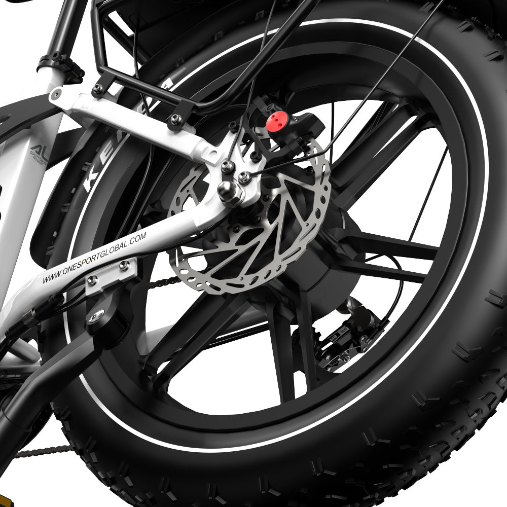 ONESPORT OT08 Pro Electric Bike, 500W Motor, 2*48V 18Ah Battery, 20*4.0 inch Tires, 25km/h Max Speed, 190km Max Range, Front &amp; Rear Oil Disc Brakes, Suspension Fork, Shimano 7-speed - White