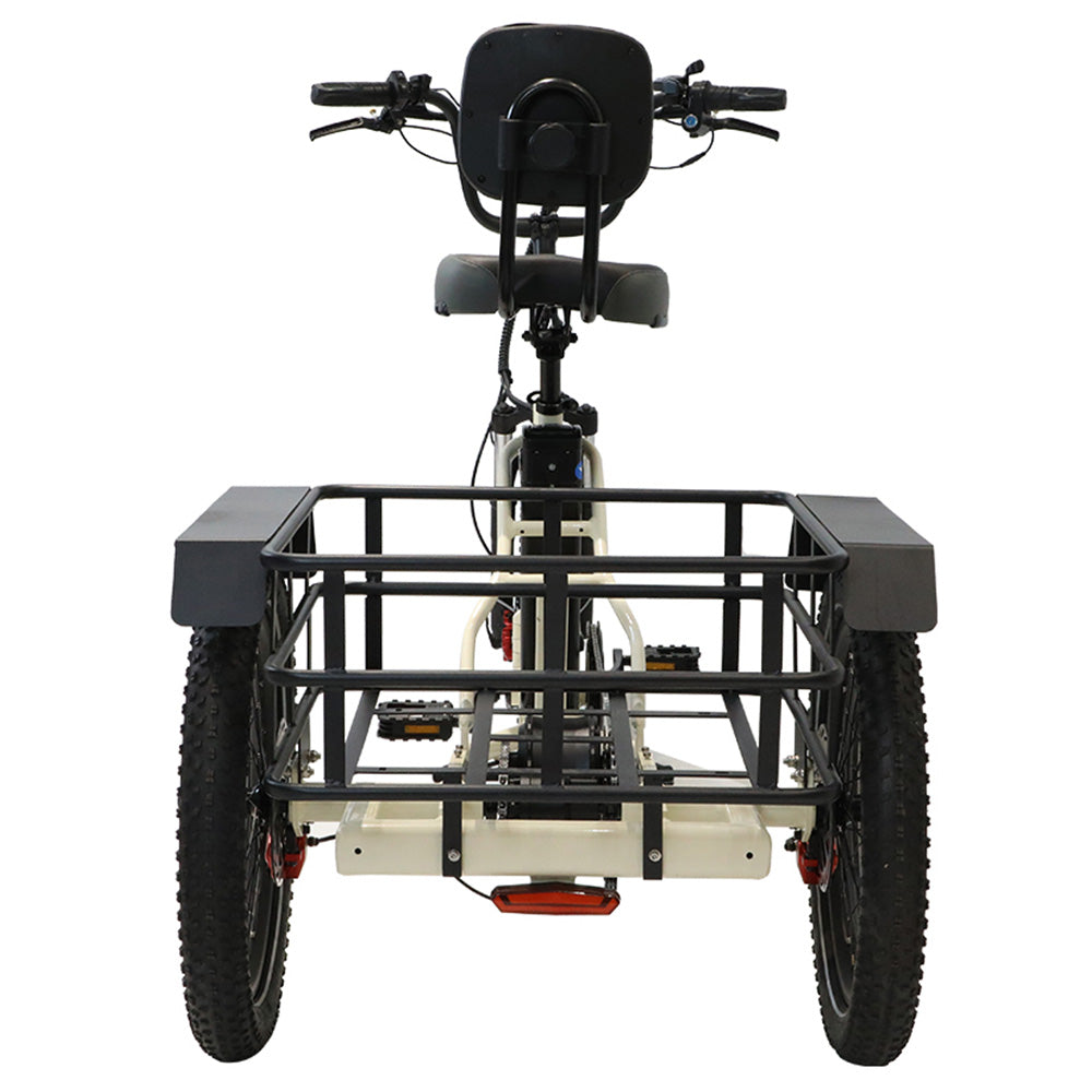 ONESPORT OT30 Electric Cargo Tricycle, 500W Motor, 48V 13Ah Battery, 20*3.0 inch Tire, 25km/h Max Speed, 80km Range, Hydraulic Disc Brakes, Shock Absorbing Fork, 180kg Max Load - Beige