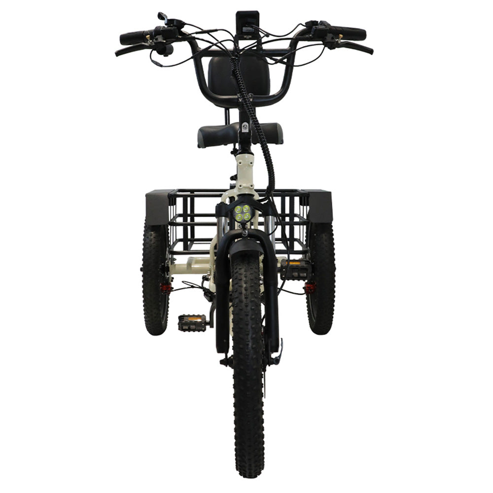 ONESPORT OT30 Electric Cargo Tricycle, 500W Motor, 48V 13Ah Battery, 20*3.0 inch Tire, 25km/h Max Speed, 80km Range, Hydraulic Disc Brakes, Shock Absorbing Fork, 180kg Max Load - Beige