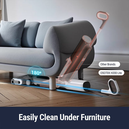 Xiaomi OSOTEK H200 Lite Wet Dry Vacuum Cleaner, 12.5KPa,180 Degree Horizontally Reclining, 2 Sides Edge Cleaning, 30 Mins Runtime 750ml Clean Water Tank, LED Screen - White