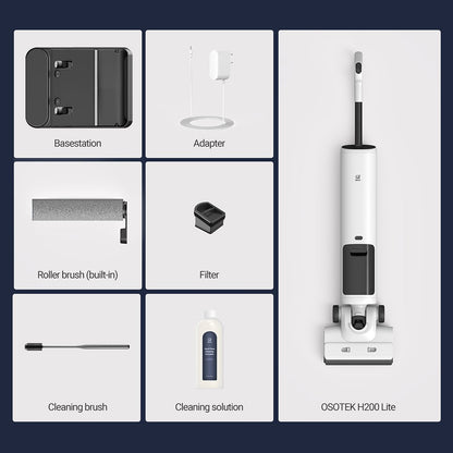Xiaomi OSOTEK H200 Lite Wet Dry Vacuum Cleaner, 12.5KPa,180 Degree Horizontally Reclining, 2 Sides Edge Cleaning, 30 Mins Runtime 750ml Clean Water Tank, LED Screen - White