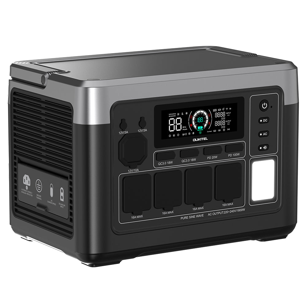 OUKITEL P1000 PLUS Portable Power Station, 1800W 1024Wh Solar Generator with LiFePO4 Battery, Fast Charging, Smart App Control for Outdoor, RV, Home Backup, and Emergency Power