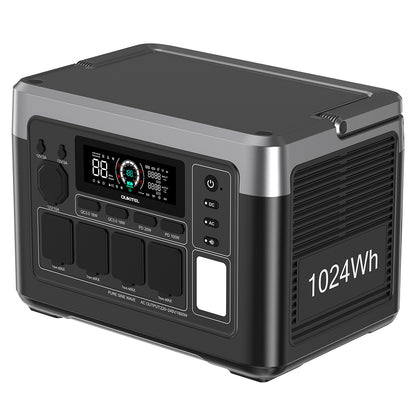 OUKITEL P1000 PLUS Portable Power Station, 1800W 1024Wh Solar Generator with LiFePO4 Battery, Fast Charging, Smart App Control for Outdoor, RV, Home Backup, and Emergency Power