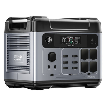 OUKITEL P2001 Plus Portable Power Station, 2400W AC Output, 2048Wh LiFePO4 Battery, 13 Outlets, 80% Charge in 1Hr, Smart APP Control, Adjust at 400W/800W/1200W/1800W, 2000W UPS < 10ms, Max. 500W Solar Input, IP54 Dust-Proof &amp; Splash-Proof