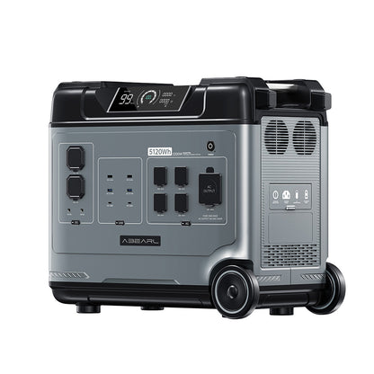 OUKITEL Abearl P5000 Portable Power Station, 5120Wh LiFePO4 Battery, 5x2200W AC Outlets (4000W Surge), Seamless UPS Battery Backup, 92% Inverter, 1800W Fast AC Charging, Dual 100W USB-C, 15 Outputs, MPPT Solar Generator for Outdoors Home, with Wheels