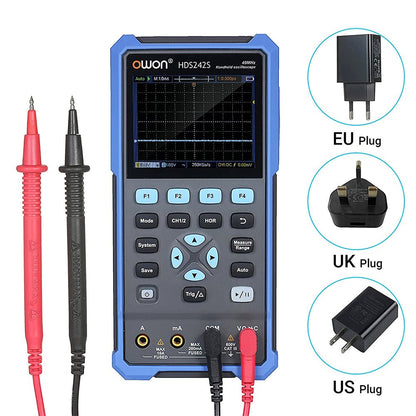 OWON HDS242S 3 in 1 Digital Oscilloscope Multimeter Signal Generator, 40MHz Bandwidth, 250MSa/s Sampling Rate, 20000 Counts - EU Plug