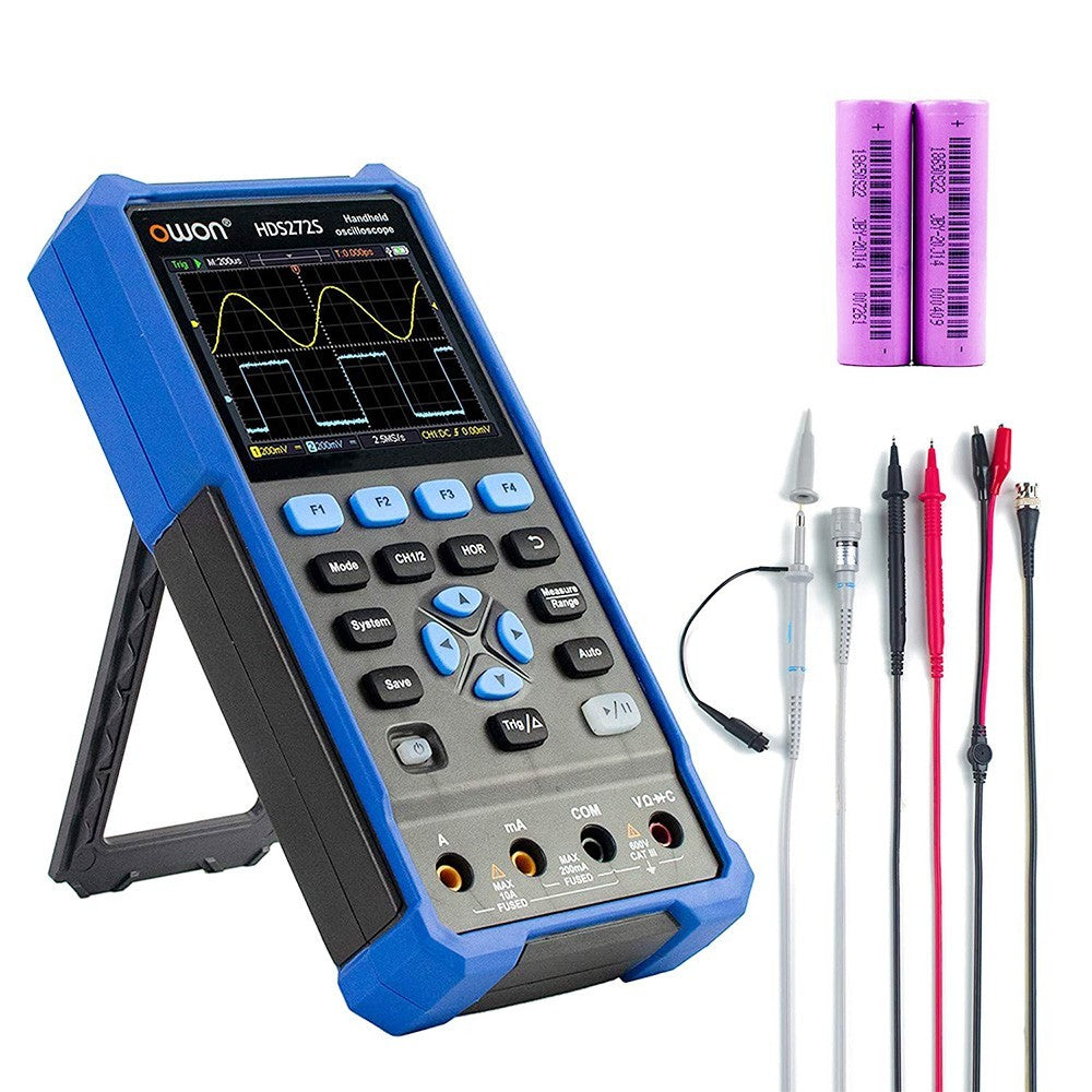 OWON HDS272S 3 in 1 Digital Oscilloscope Multimeter Signal Generator, 70MHz Bandwidth, 250MSa/s Sampling Rate, 20000 Counts - EU Plug