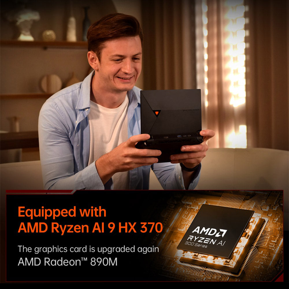 One Netbook OneXPlayer G1 Handheld Gaming PC, AMD Ryzen AI 9 HX 370 12 Cores Max 5.1GHz, 8.8'' 2560*1600 144Hz Screen, 64GB LPDDR5X 7500MHz RAM 4TB SSD, WiFi 6E, 2*USB-C, 1*USB3.2, 1*TF Card, 1* Oculink, 1*3.5mm Audio, Fingerprint Unlock - EU Plug