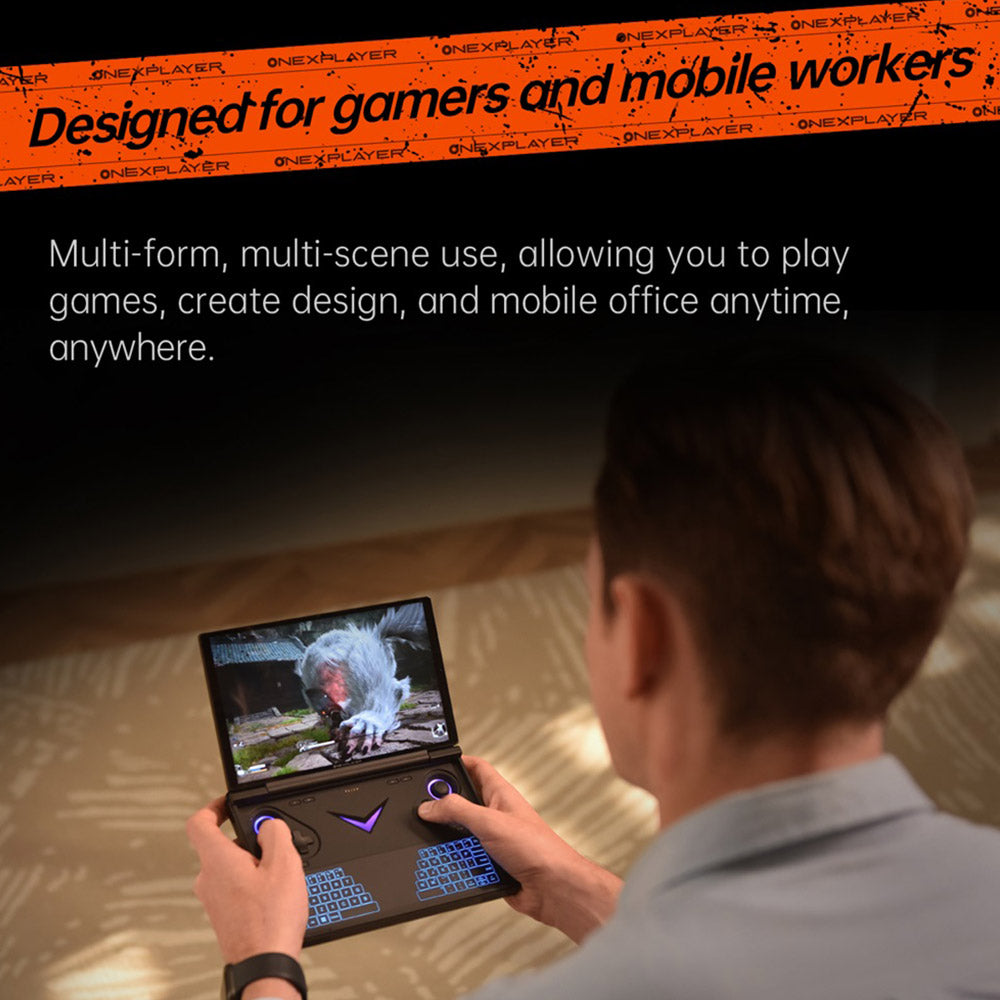 One Netbook OneXPlayer G1 Handheld Gaming PC, AMD Ryzen AI 9 HX 370 12 Cores Max 5.1GHz, 8.8'' 2560*1600 144Hz Screen, 64GB LPDDR5X 7500MHz RAM 4TB SSD, WiFi 6E, 2*USB-C, 1*USB3.2, 1*TF Card, 1* Oculink, 1*3.5mm Audio, Fingerprint Unlock - EU Plug